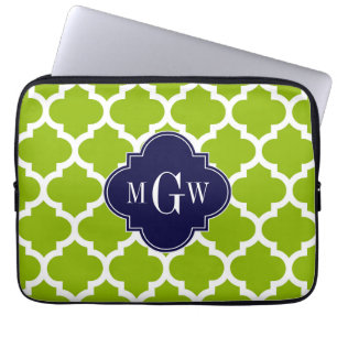 Protection Pour Ordinateur Portable Apple Green Wt Moroccan #5 Navy 3 Monogram initial