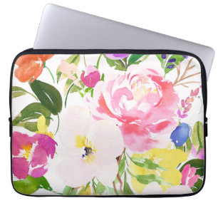 Protection Pour Ordinateur Portable Aquarelle colorée Printemps fleurit Floral