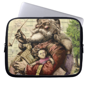 Protection Pour Ordinateur Portable Arbre de Noël du Père Noël joyeux Illustration cla