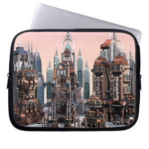Protection Pour Ordinateur Portable Art de la skyline de ville futuriste pastel fantas