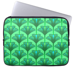 Protection Pour Ordinateur Portable Art Déco Lily, Jade Green et Turquoise