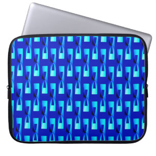 Protection Pour Ordinateur Portable Art Déco Métallo Géométrique - Bleu Cobalt