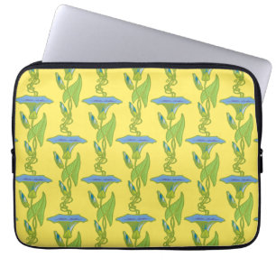 Protection Pour Ordinateur Portable Art Nouveau jaune Ipomoea papier peint fleuri damé