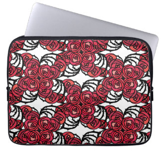 Protection Pour Ordinateur Portable Art Nouveau Vignes florales rouges et noires roses