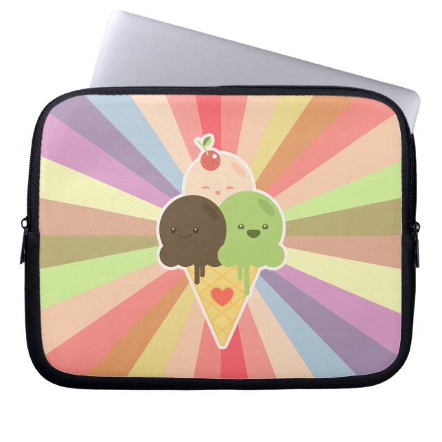 Protection Pour Ordinateur Portable Bande dessinée de crème glacée de Kawaii (Devant)