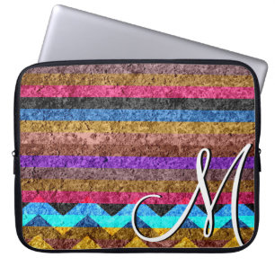Protection Pour Ordinateur Portable Bandes Chevron Couleur vintage
