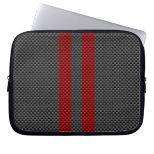 Protection Pour Ordinateur Portable Bandes de course de type fibre de carbone rouge