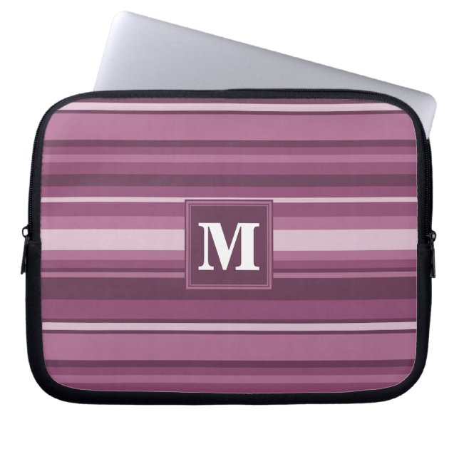 Protection Pour Ordinateur Portable Bandes mauve monogrammes (Devant)
