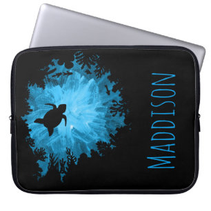 Protection Pour Ordinateur Portable Beau bleu de noir d'ombre de tortue de récif