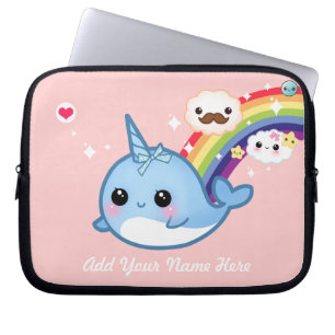 Protection Pour Ordinateur Portable Bébé mignon narwhal avec l'arc-en-ciel et les