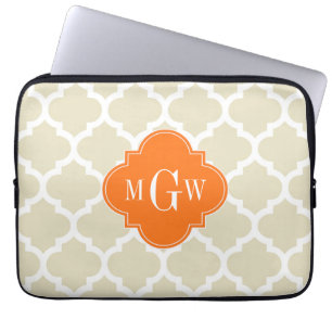 Protection Pour Ordinateur Portable Beige, Wht Moroccan #5 Pumkin 3 Monogram initial