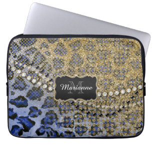 Protection Pour Ordinateur Portable Bijou bleu de regard de parties scintillantes de