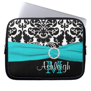 Protection Pour Ordinateur Portable Blanc noir d'Aqua avec la douille d'ordinateur