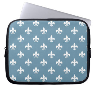 Protection Pour Ordinateur Portable Bleu de ciel et White Fleur de Lis Pattern