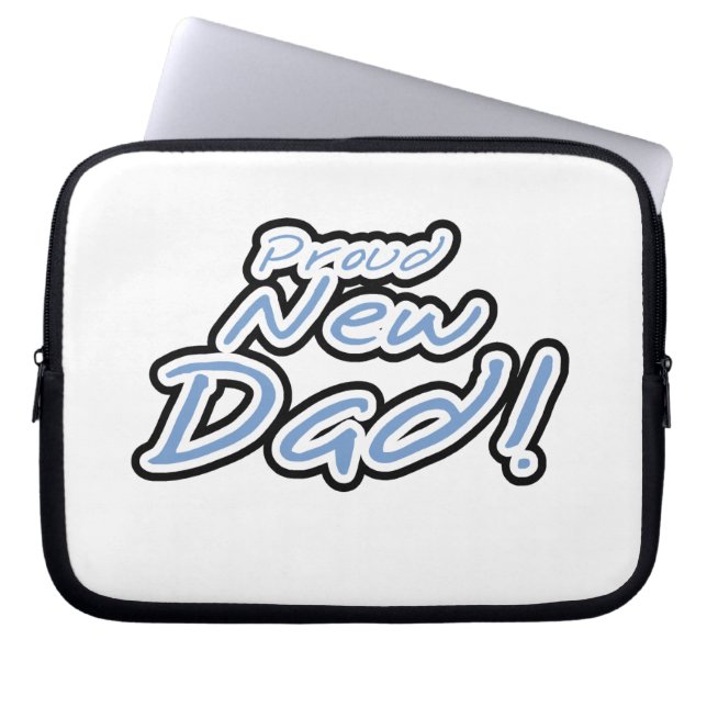 Protection Pour Ordinateur Portable Bleu/Noir Texte Fière Cadeaux Nouveau Papa (Devant)