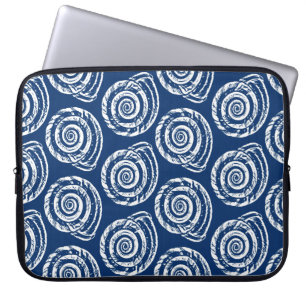 Protection Pour Ordinateur Portable Bloc de coquillages en spirale Impression, bleu et