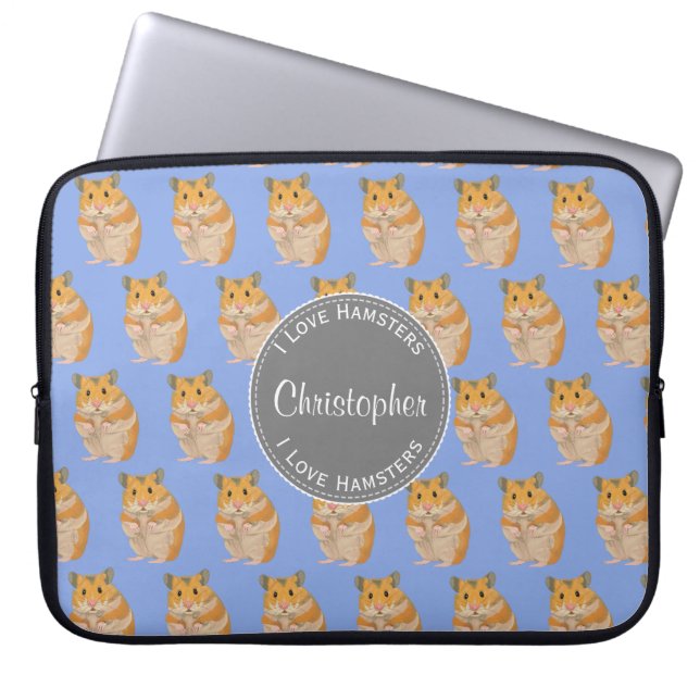 Protection Pour Ordinateur Portable Blue I love Hamsters Hamster Motif (Devant)