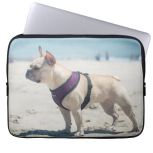 Protection Pour Ordinateur Portable Bouledogue français sur la plage
