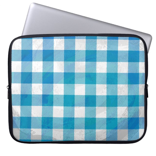 Protection Pour Ordinateur Portable Buffalo Plaid bleu et blanc (Devant)