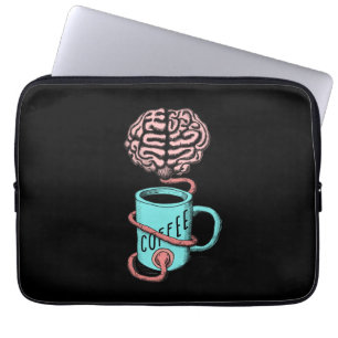 Protection Pour Ordinateur Portable Café pour le cerveau. Illustration drôle de caf