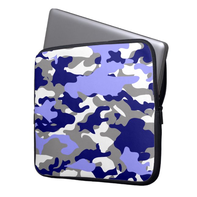 PROTECTION POUR ORDINATEUR PORTABLE CAMO BLEU (devant gauche)