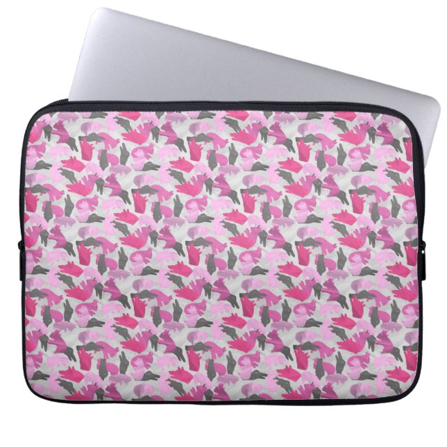 Protection Pour Ordinateur Portable Camouflage animal Silhouette rose (Devant)