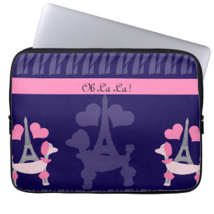 Protection Pour Ordinateur Portable Caniche parisienne en rose et violet