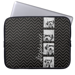 Protection Pour Ordinateur Portable Carrés de collection photo noir et blanc avec nom