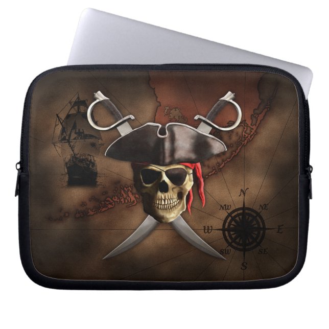Protection Pour Ordinateur Portable Carte de pirate (Devant)