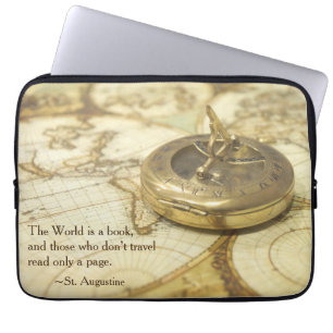 Protection Pour Ordinateur Portable Carte de voyage du monde de boussole