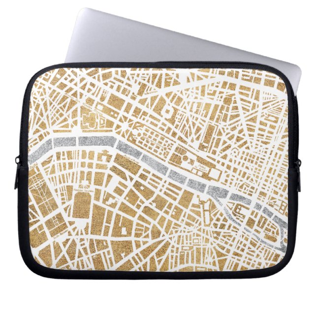 Protection Pour Ordinateur Portable Carte dorée de ville de Paris (Devant)