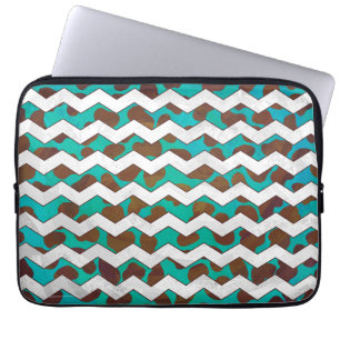 Protection Pour Ordinateur Portable Cevron Dalmatien Brown et Turquoise