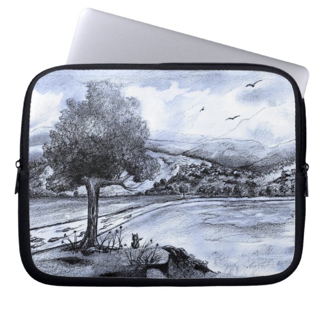 Protection Pour Ordinateur Portable Chat dans la douille de paysage (Devant)