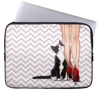 Protection Pour Ordinateur Portable Chat de femme et de smoking