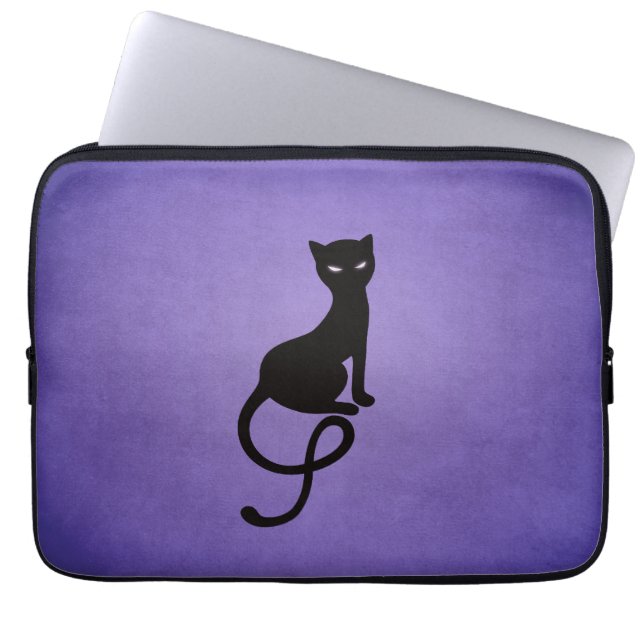 Protection Pour Ordinateur Portable Chat noir violet gothique (Devant)