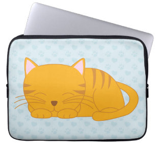 Protection Pour Ordinateur Portable Chat tigré orange de sommeil