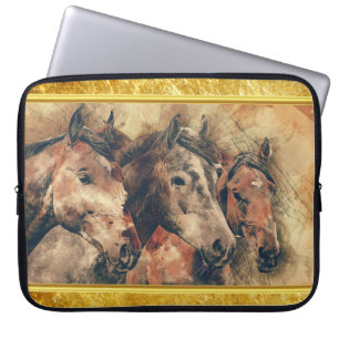 Protection Pour Ordinateur Portable Chevaux de Thoroughbred courant dans un champ