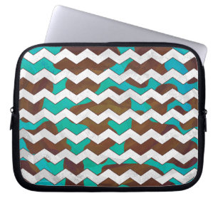 Protection Pour Ordinateur Portable Chevron Cow Impression Brown et Turquoise