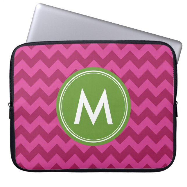 Protection Pour Ordinateur Portable Chevron violet tendance Personnaliser Monogramme (Devant)