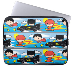 Protection Pour Ordinateur Portable Chibi Flash, Superman et Batman Racing Motif