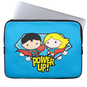 Protection Pour Ordinateur Portable Chibi Superman & Chibi Supergirl Power Up!