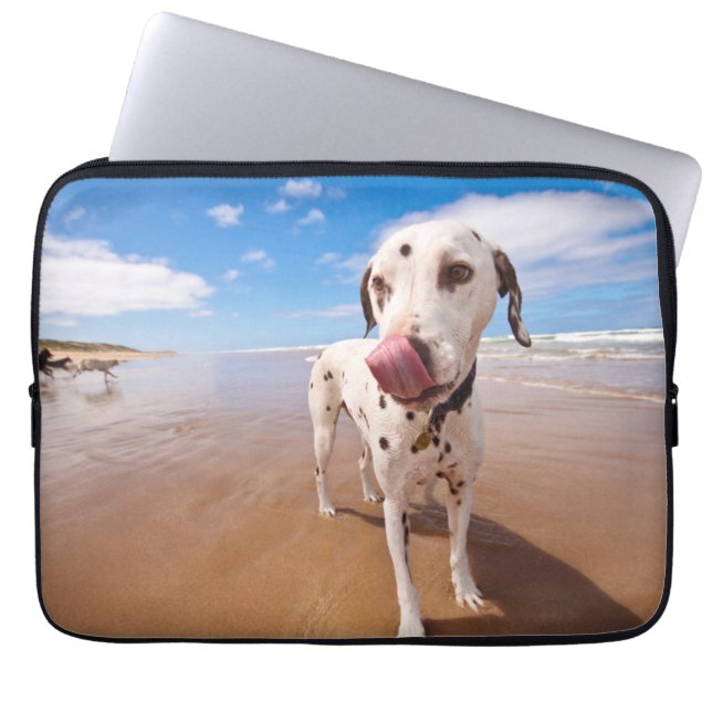 Protection Pour Ordinateur Portable Chien dalmatien sur la plage (Devant)