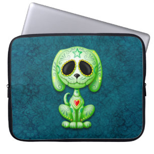 Protection Pour Ordinateur Portable Chiot vert de sucre de zombi sur le bleu