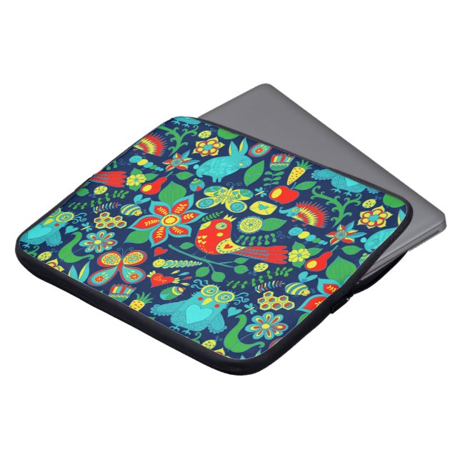 Protection Pour Ordinateur Portable Chouette florale colorée rétro Motif (Devant haut)