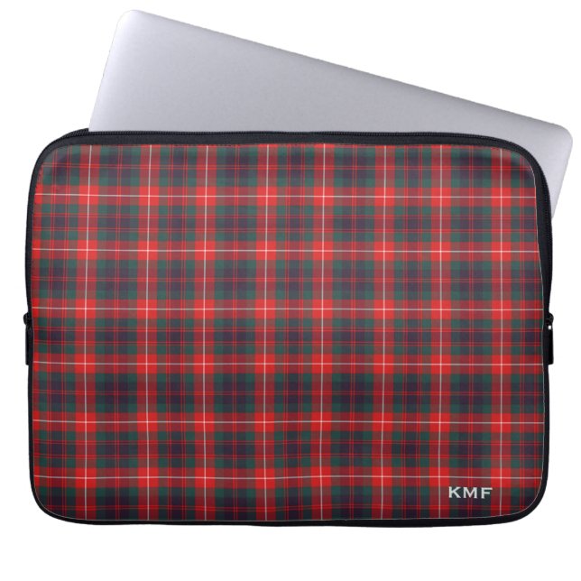 Protection Pour Ordinateur Portable Clan Fraser de Lovat Tartan Red Plaid Monogramme (Devant)