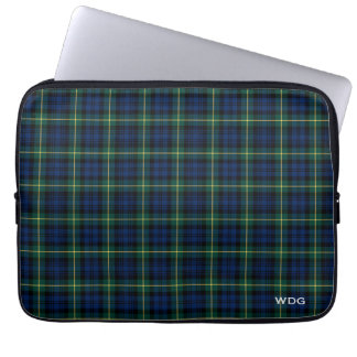 Protection Pour Ordinateur Portable Clan Gordon Tartan bleu Plaid Monogramme