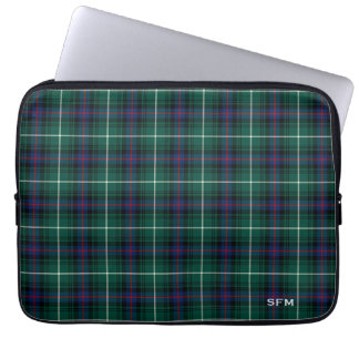 Protection Pour Ordinateur Portable Clan MacDonald Tartan Monogramme bleu et vert plai