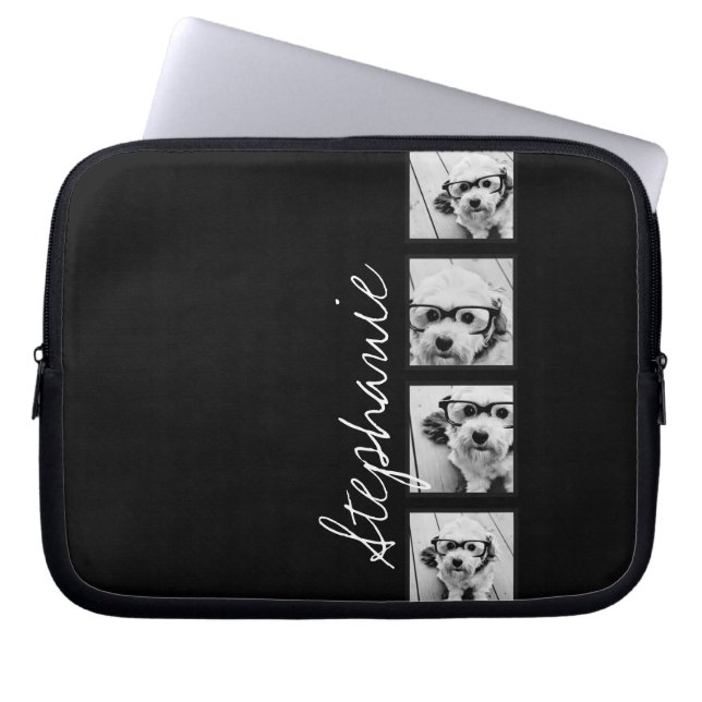 Protection Pour Ordinateur Portable Collage photo Instagram noir et blanc (Devant)