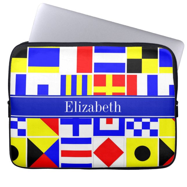 Protection Pour Ordinateur Portable Colorful Nautical Signal Flags Royal Name Monogram