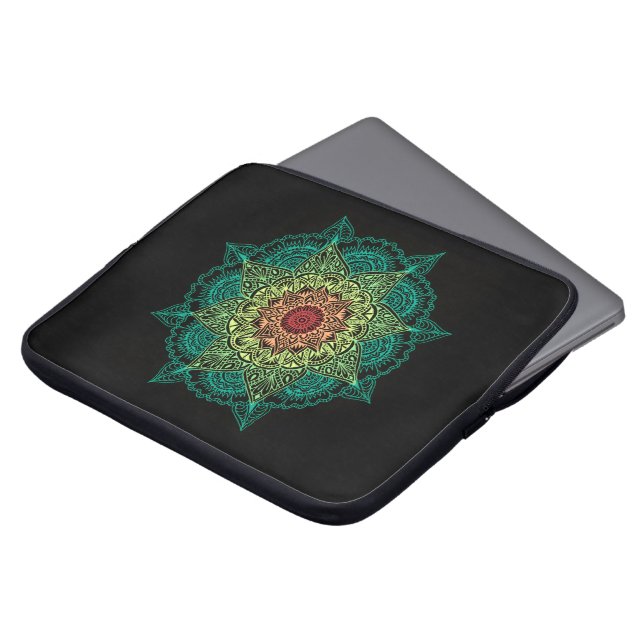 Protection Pour Ordinateur Portable Conception au néon de mandala (Devant haut)